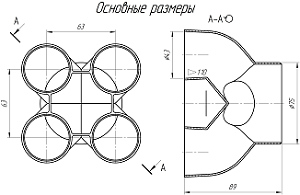 Основные размеры переходника для автономного отопителя с 4 на 1